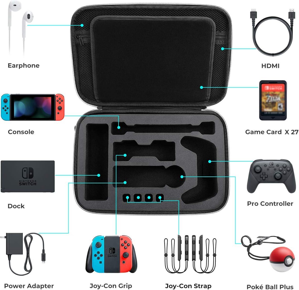 For Nintendo Switch & Switch OLED Carrying Case Portable Carry Durable Shell US