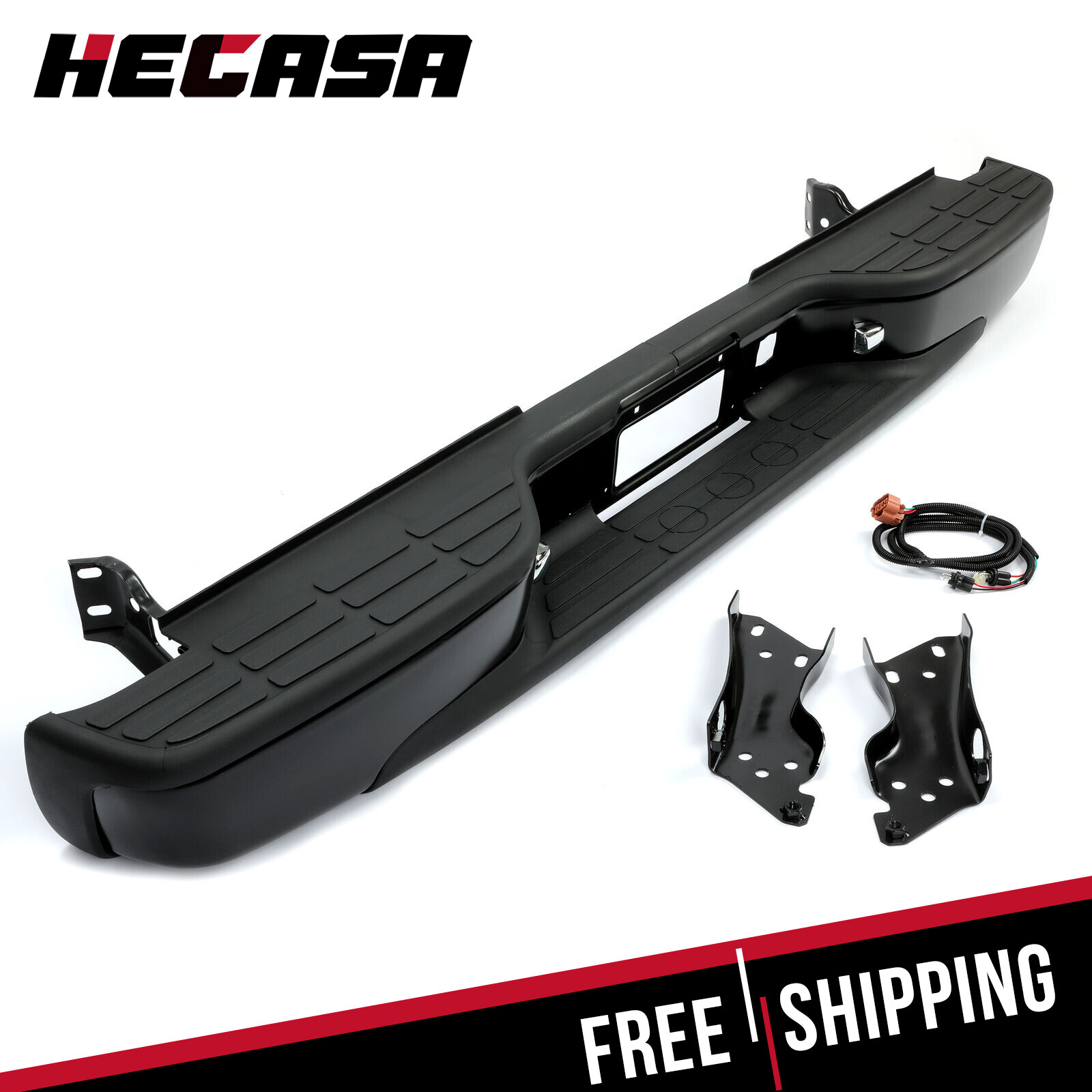 Black Rear Step Bumper Face Bar For Chevy Silverado GMC Sierra 1500 2500 99-07