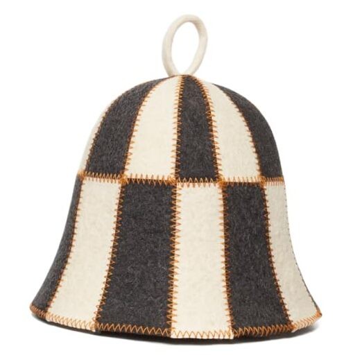 Wool Sauna Hat Checkered - Wool Banya Hat Sauna Cap for Men - Sauna Cap for