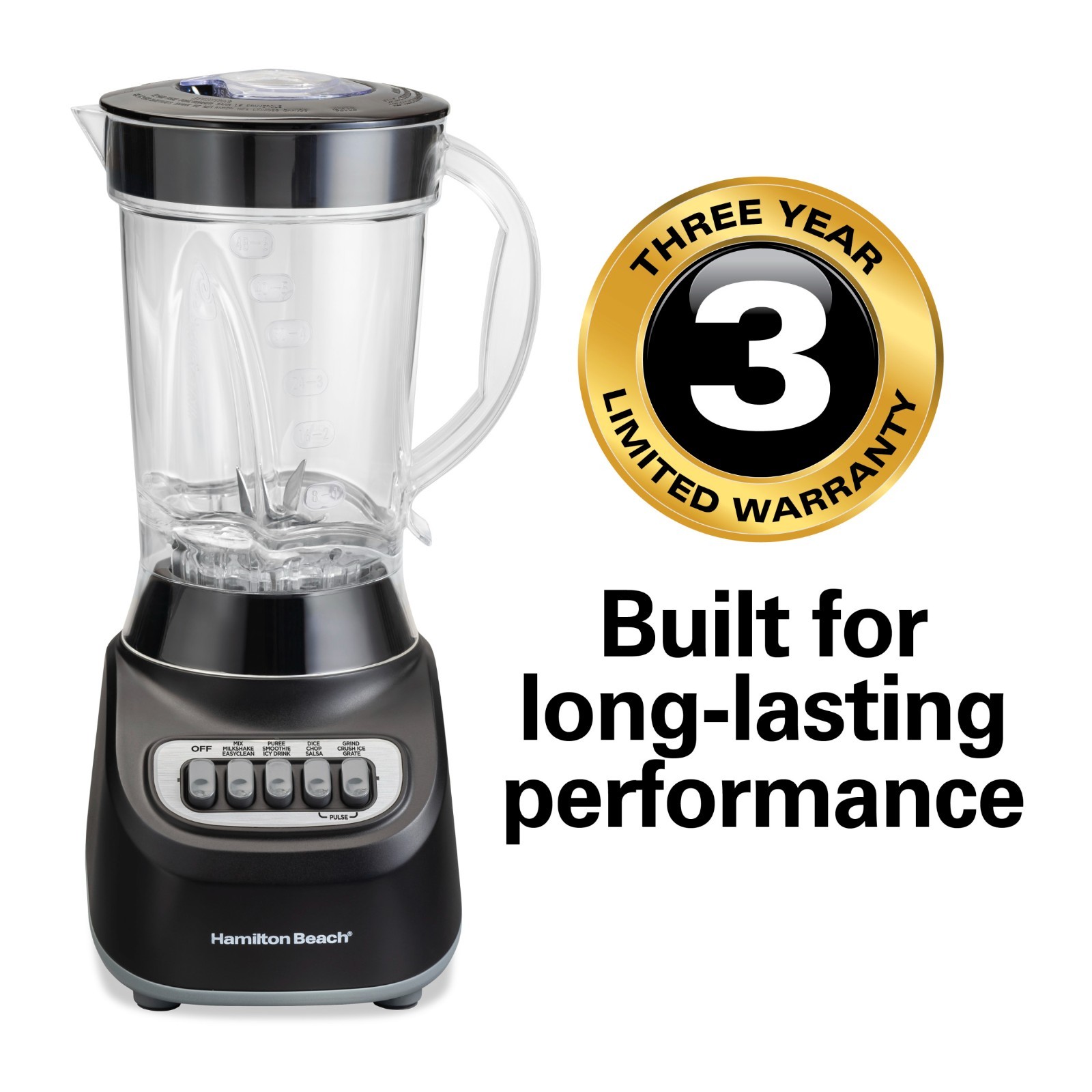 Hamilton Beach Smoothie Blender, 48 oz. Jar, Stainless Steel Blade, High Speed,