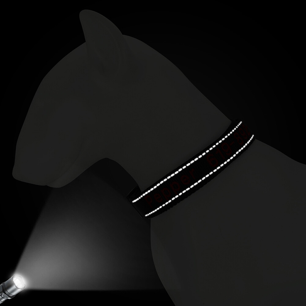 Custom Personalized Dog Collar Embroidered Pet ID Name Number Reflective Nylon