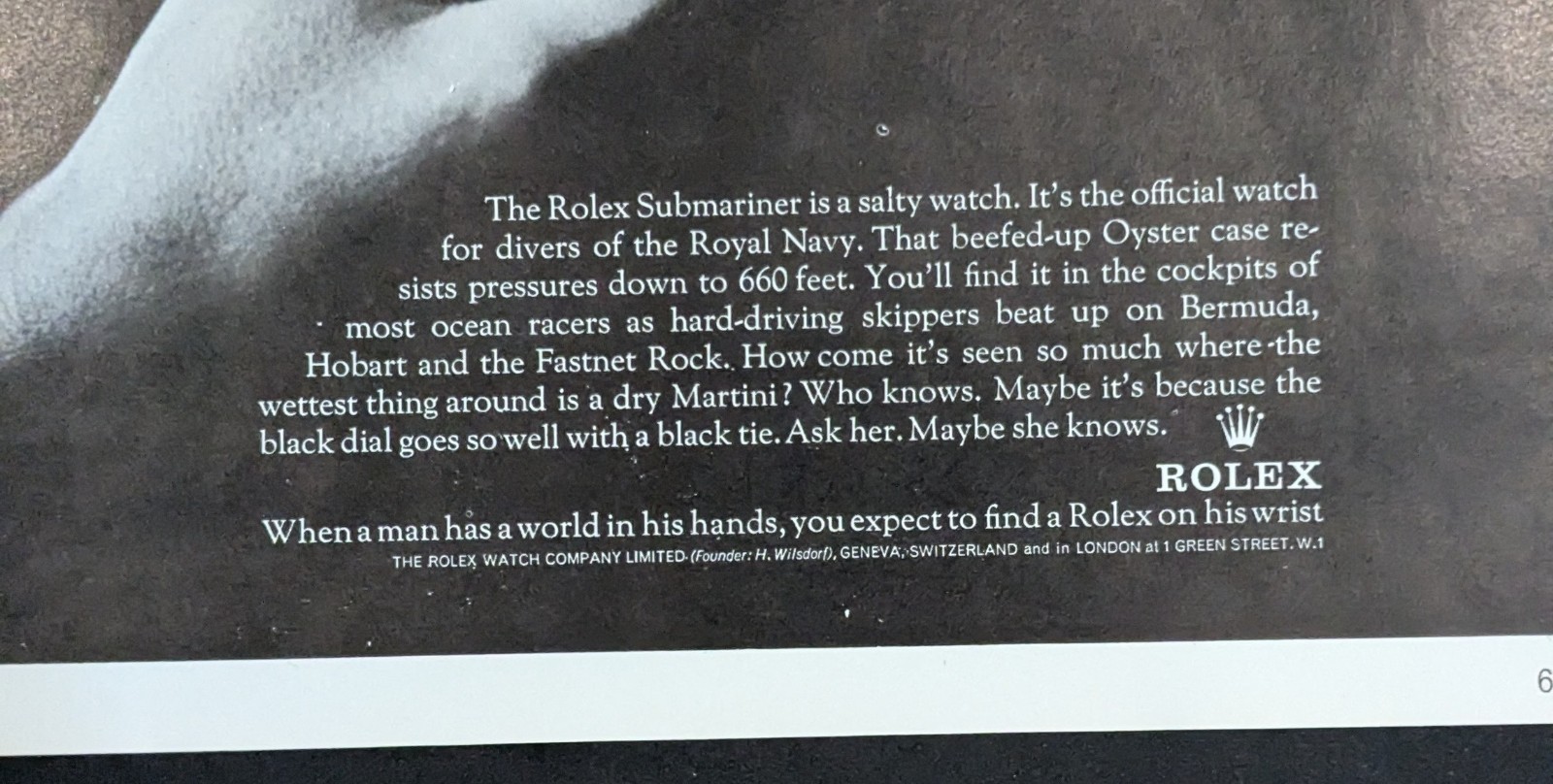 1966 Rolex Submariner 5513 Rare White Border Variation Print Ad 11" x 8.5"