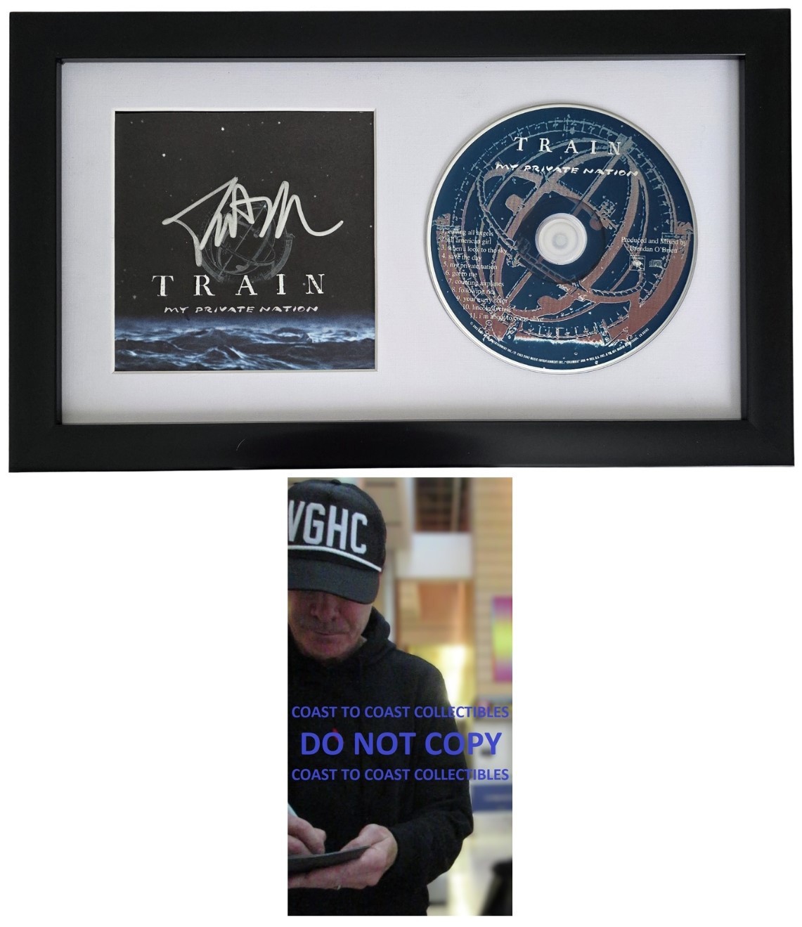 Patrick Monahan Signed Train My Private Nation CD COA Proof Autographed Framed