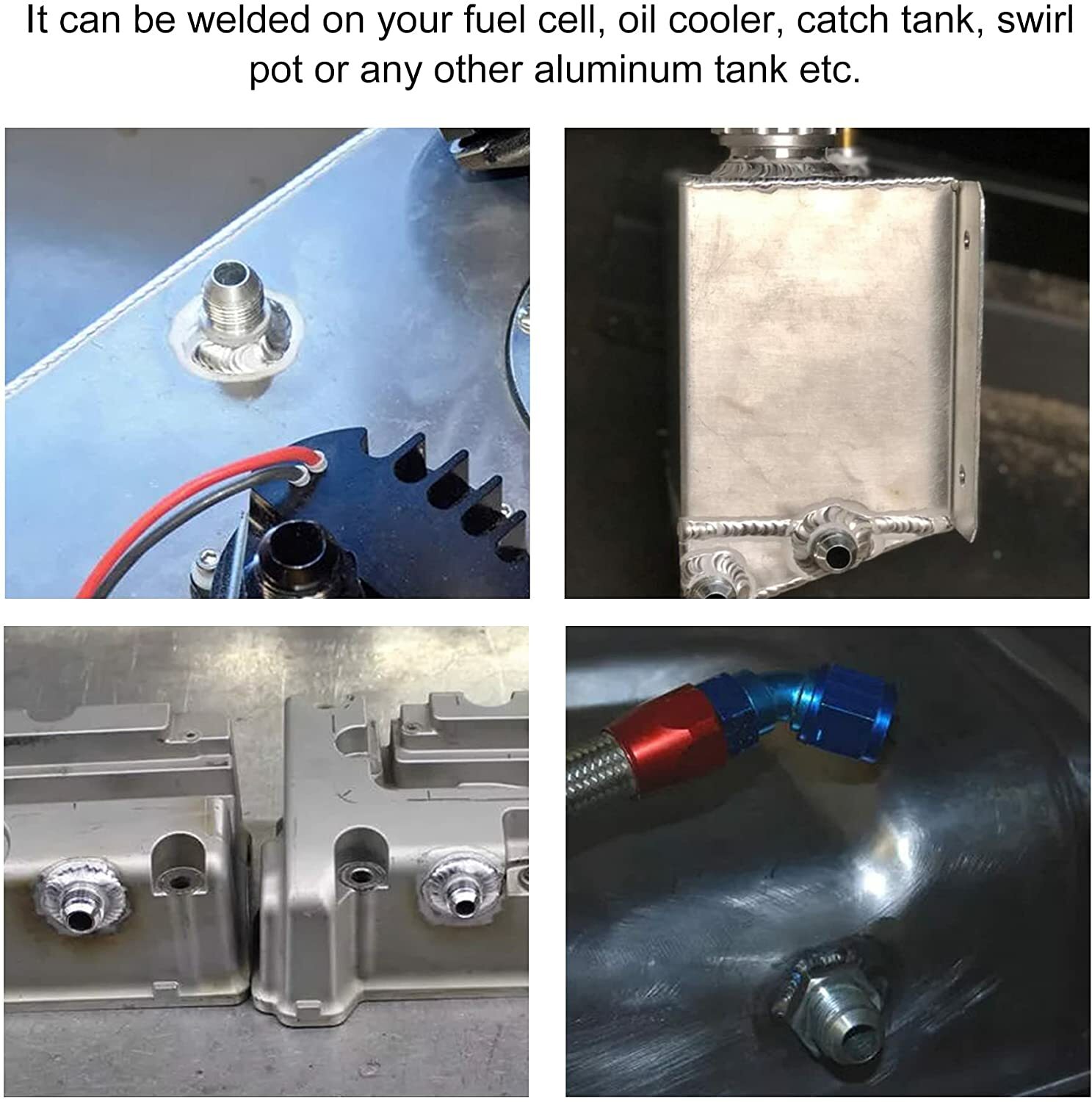 2 × 6AN 8AN 10AN Male Weld On Fitting Bung Fits Hose Adapter Fuel Oil Aluminum