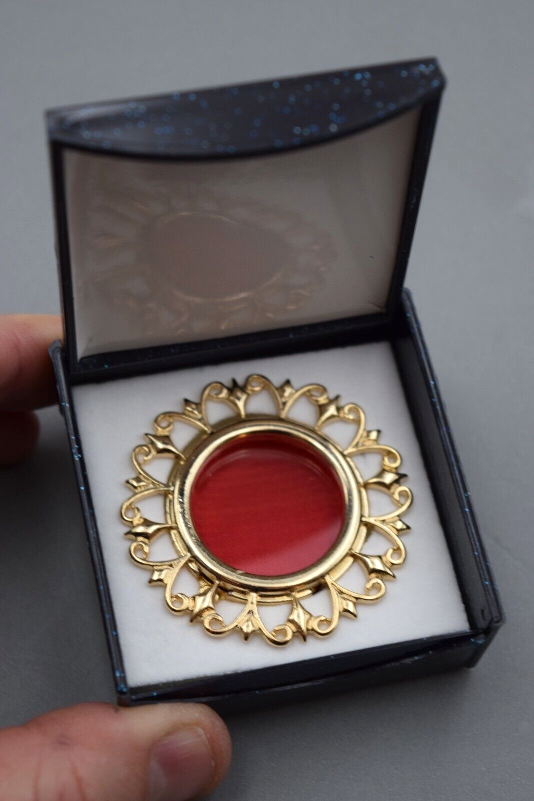 Large Relic Theca, Gold Plated Reliquary - Saint Relic Theca with Case (F)