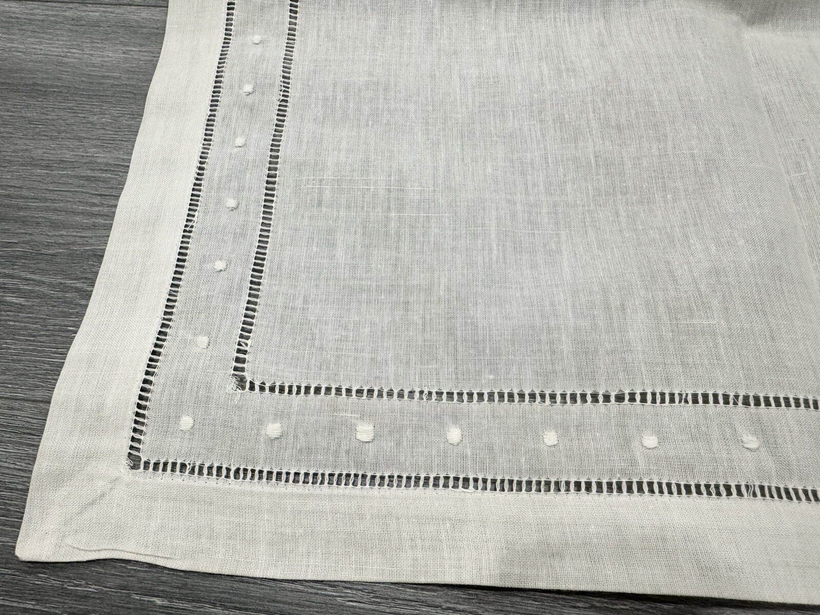 6 Pieces Beige 20x20" Hemstitch Embroidery Linen Placemats Dinning Table Napkins