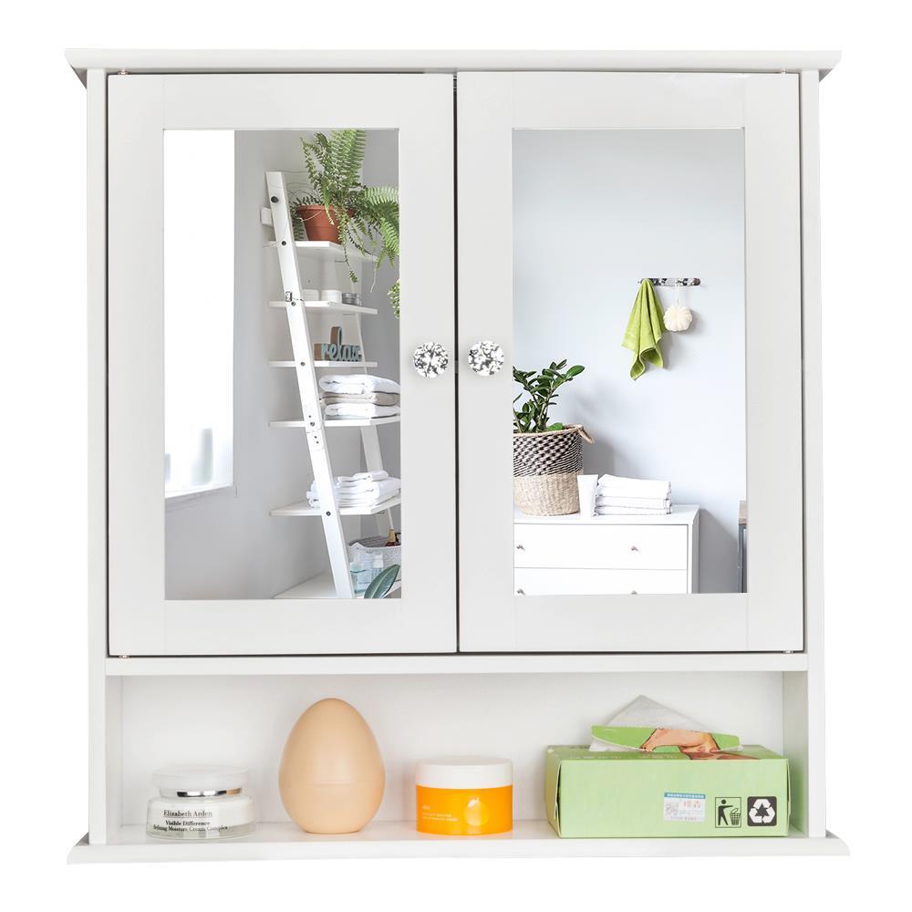 Bathroom Medicine Cabinet with 2 Door Mirror Bathroom Storage Cabinet Wall Mount