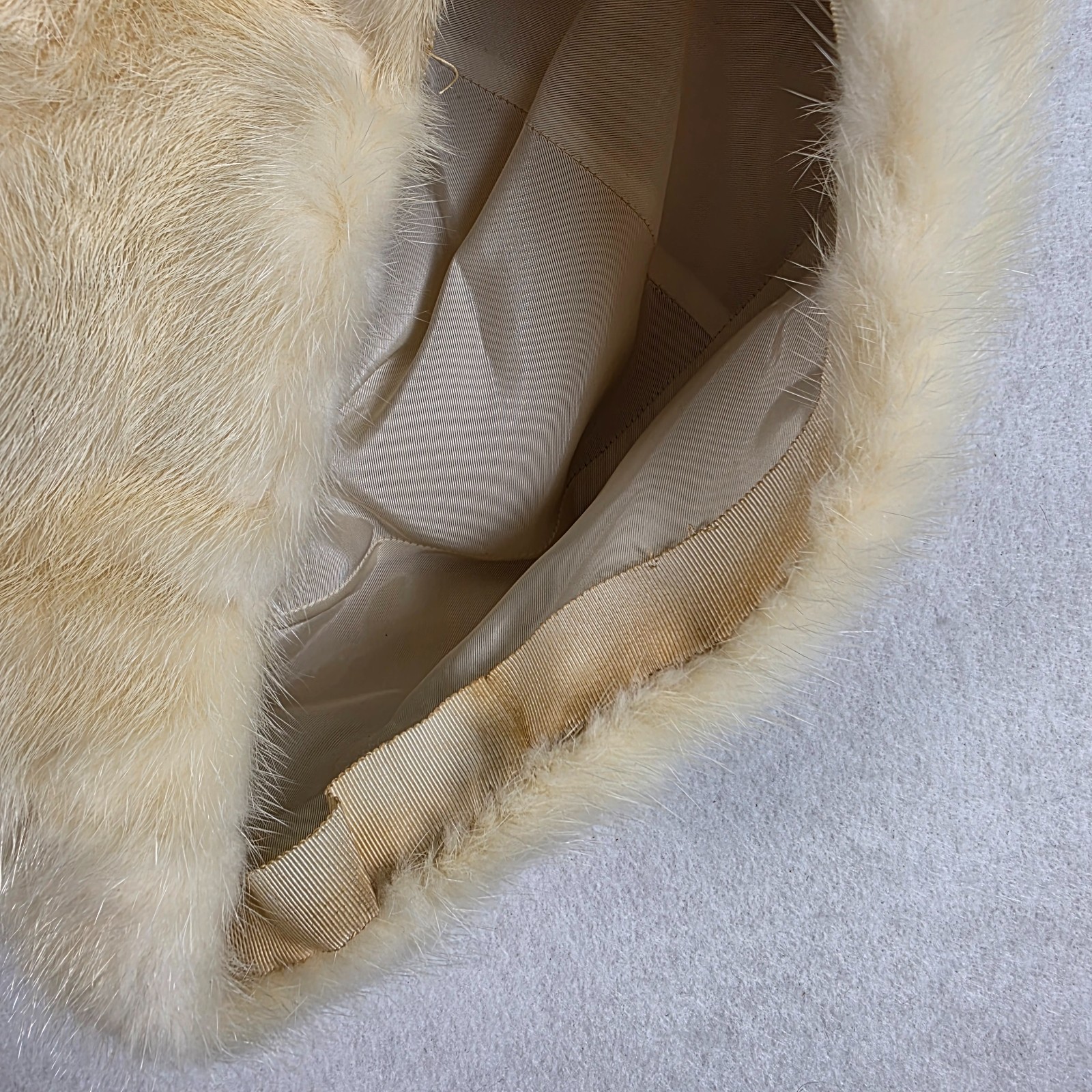 Vintage Ambrose New York for Lord & Taylor Salon Cream Fur Hat Satin Lined