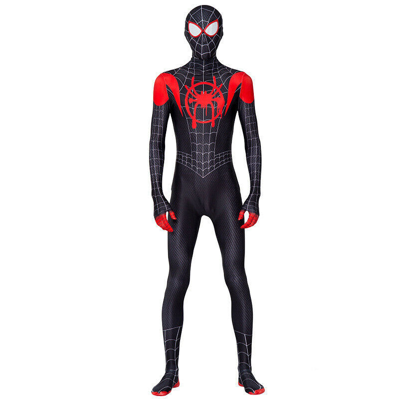 Spiderman Miles Morales Halloween Costume Cosplay Mens Jumpsuit Spandex Bodysuit