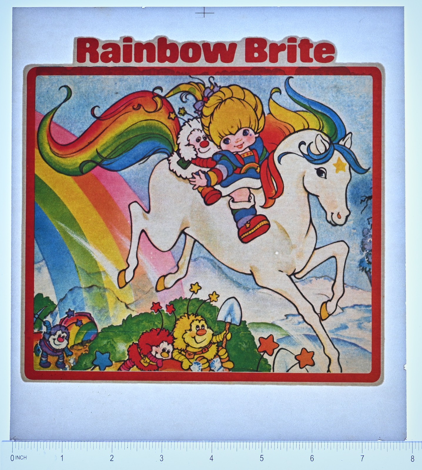 Original VINTAGE 1970s Heat Transfer | Rainbow Brite Riding Starlite Unicorn