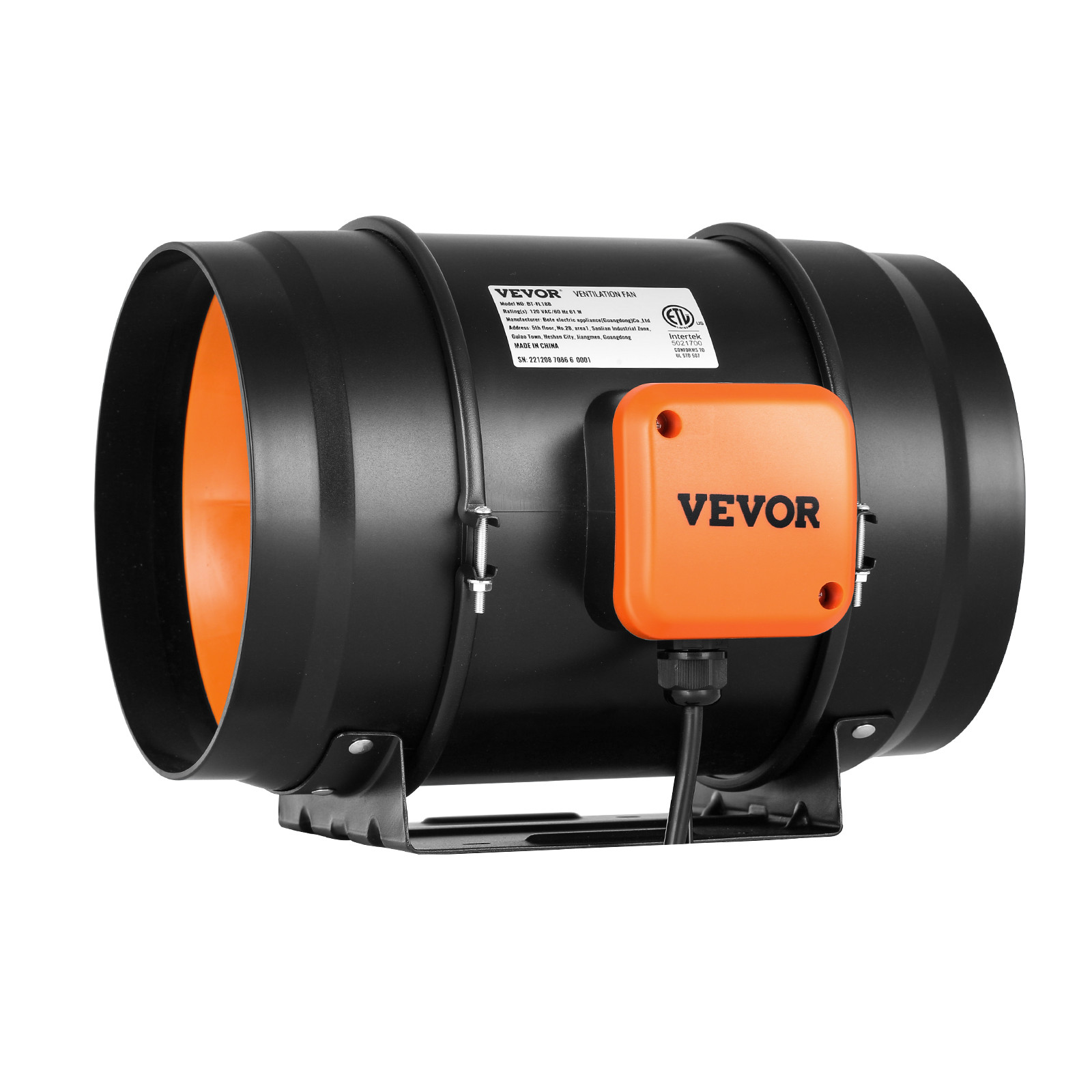 VEVOR 8 Inch Inline Duct Fan HVAC Exhaust Blower Kit, Variable Speed