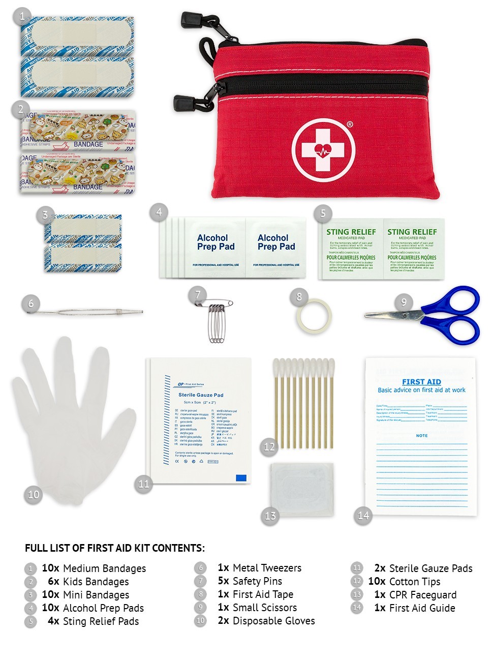 Swiss Safe 2-in-1 First Aid Kit for Car Travel Home & Camping 64 PIECE