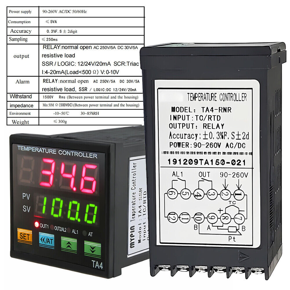 LED Digital PID Temperature Controller AC110V 220V Dual Relay Output Thermostat