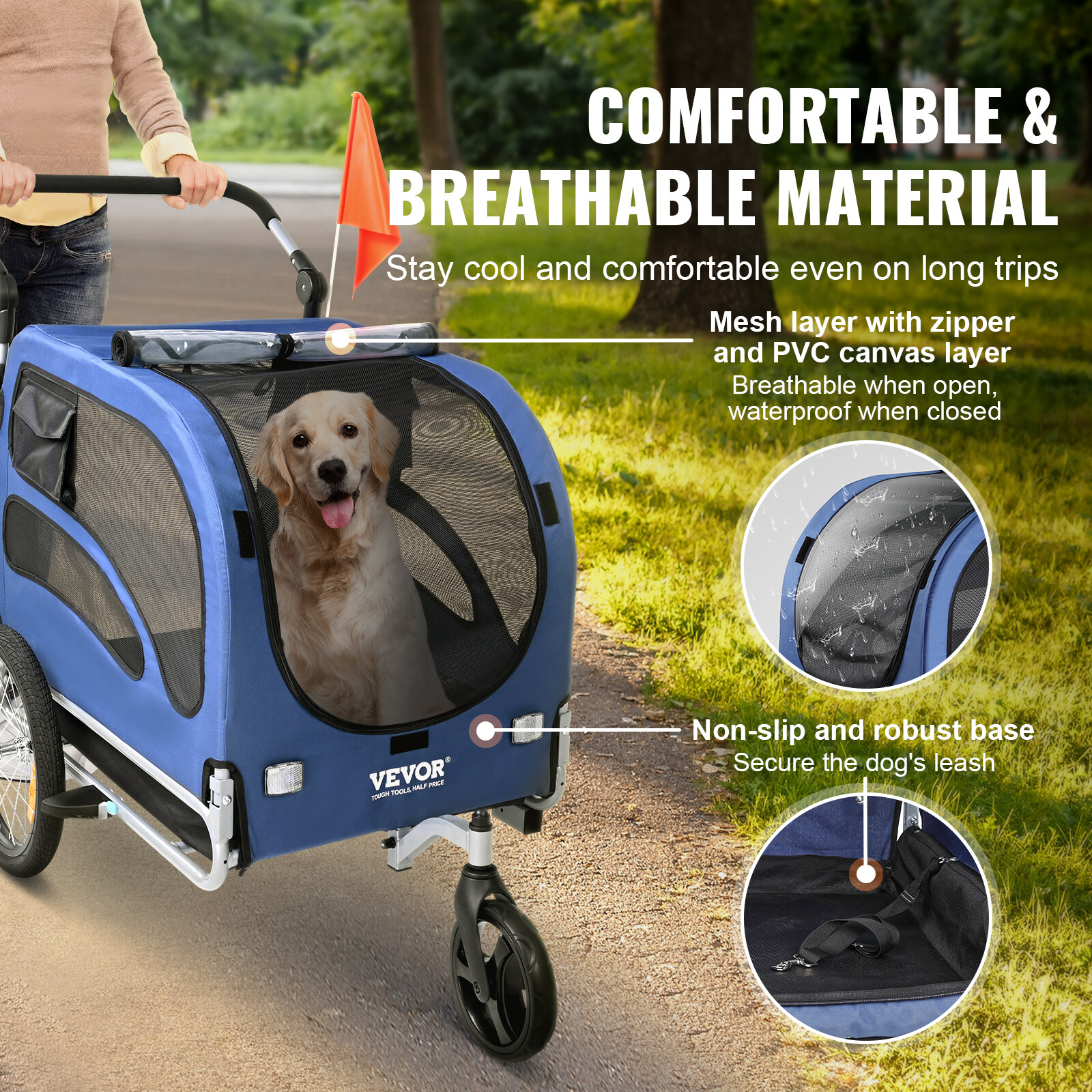 VEVOR Pet Bicycle Trailer & Stroller Dog Cat Bike Carrier 100 lb Water Resistant