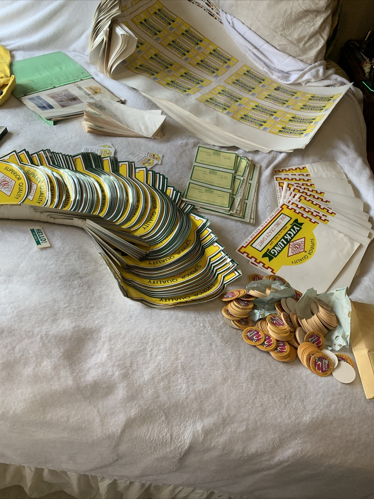 Rare Vintage Hawaii Yick Lung Lot Labels, Shirts, POGS, Decals Etc.