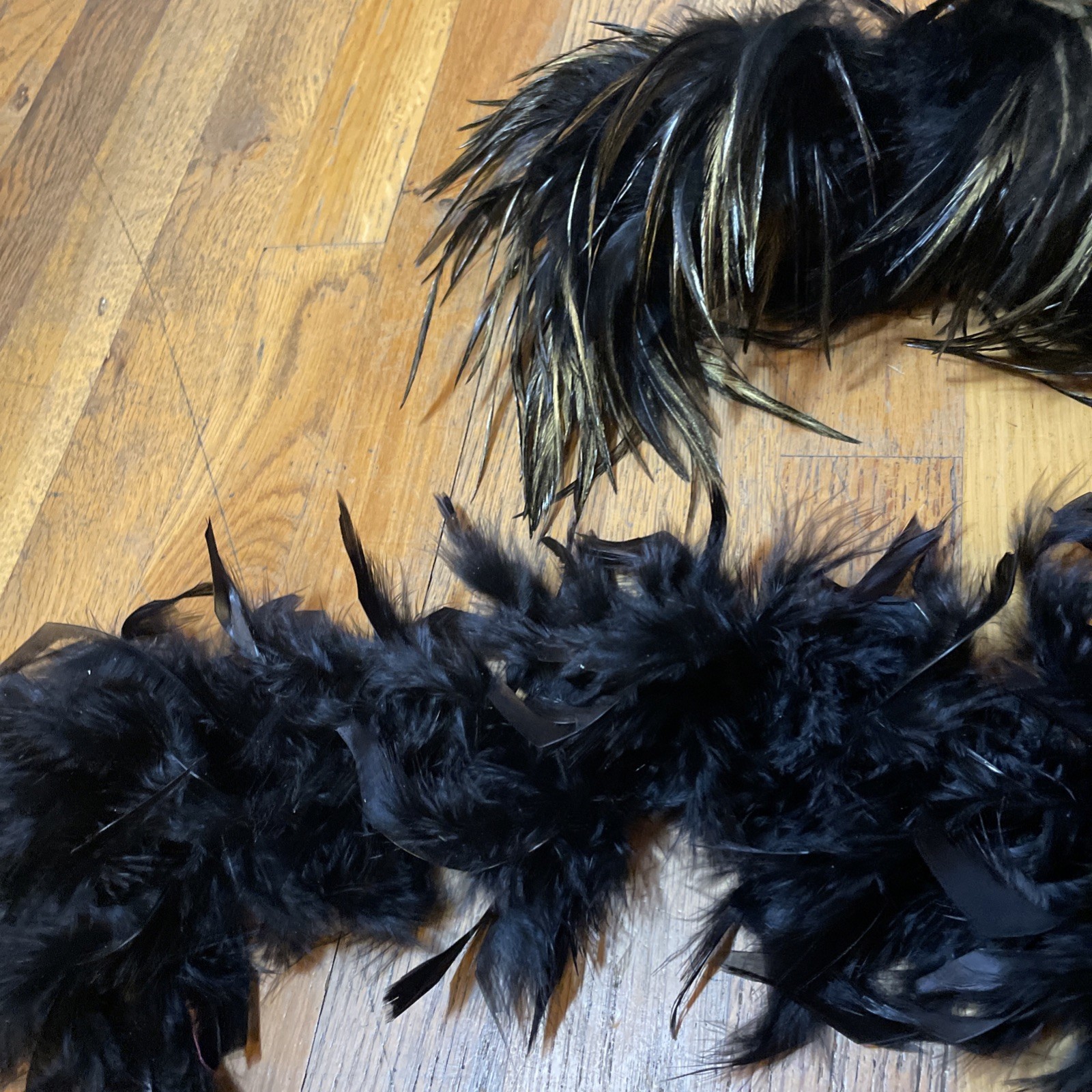 Lot of 2 Authentic Genuine Real Feather Boas Costume Accessory Runway Boa VTG