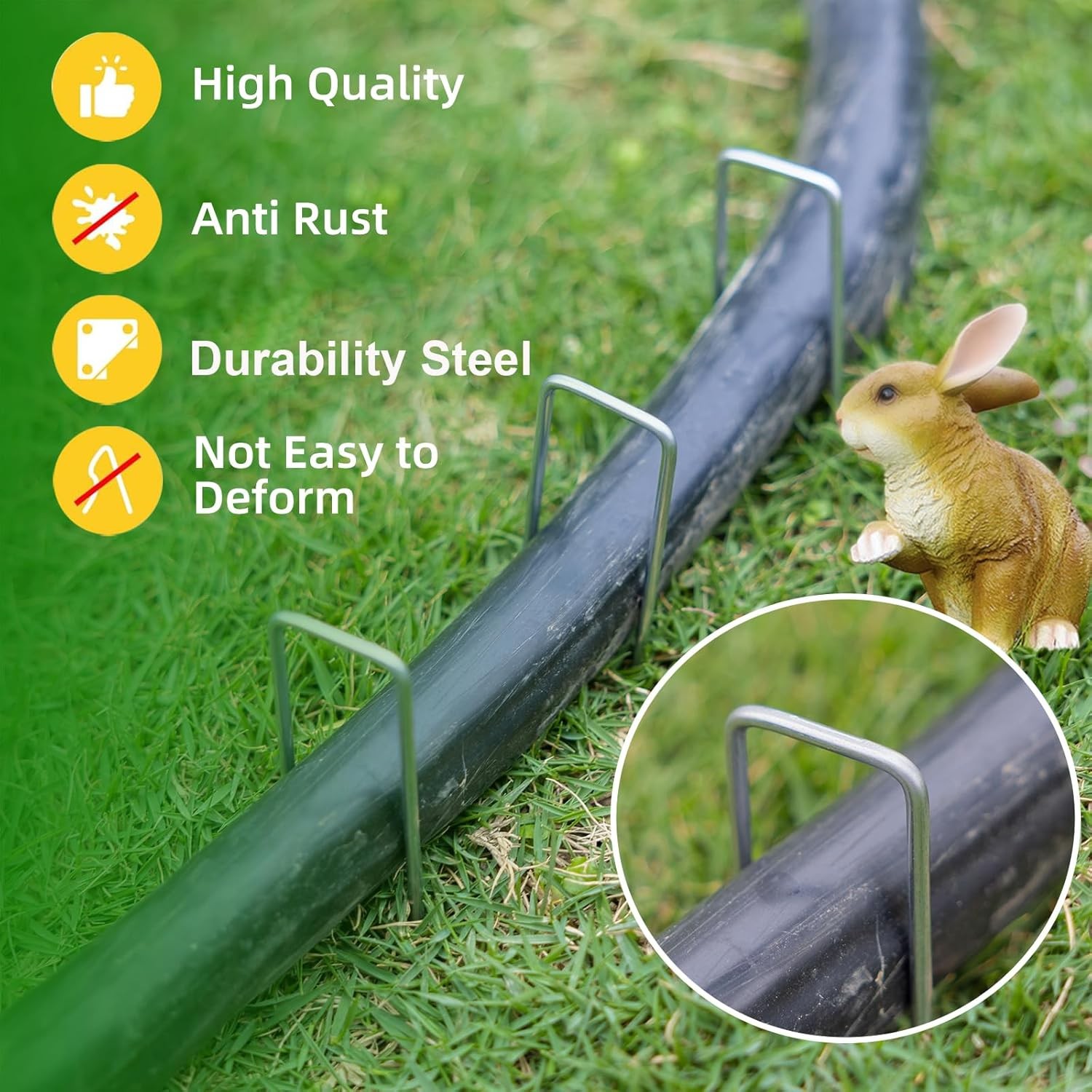 30Pack Galvanized Lawn Staples,Heavy Duty U-Shaped Garden Stakes for Landscaping