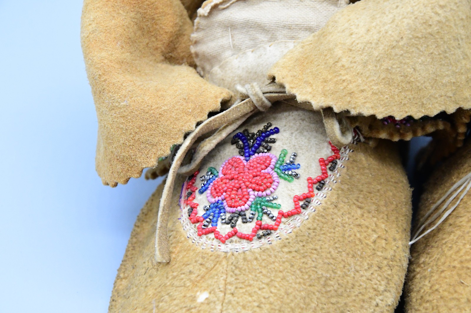 Chippewa Moccasins Part Sinew Sewn Smoked Moosehide 1880s-1910