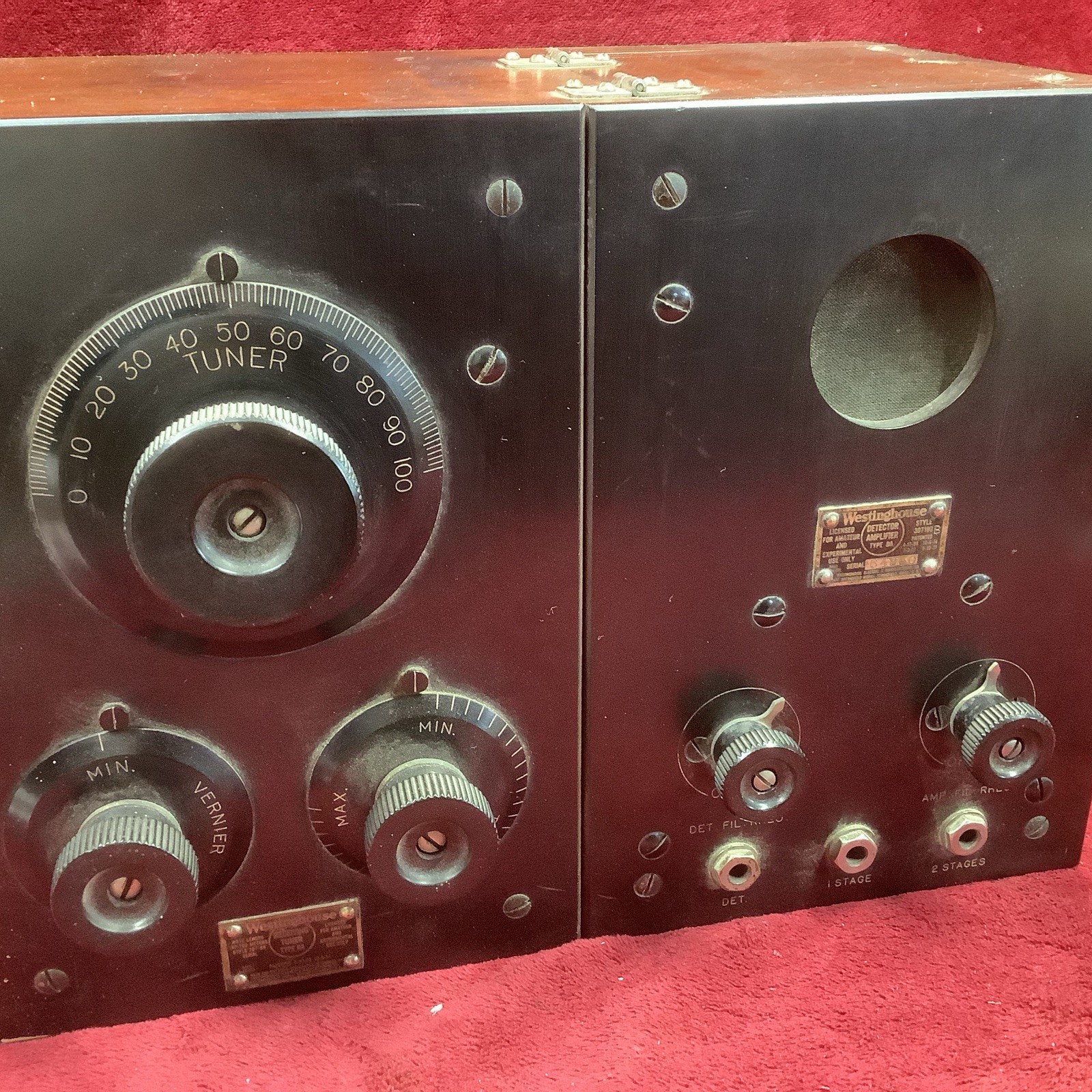 1920's Westinghouse RA/DA Amateur Experimental Radio Receiver Detector Amplifier