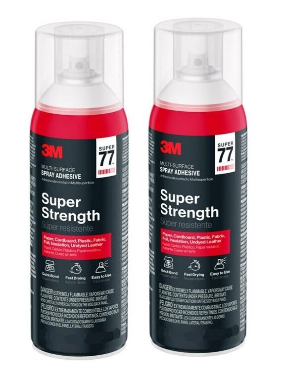 2~ 3M Super 77 Strength Spray Adhesive 7.38oz Light-Duty Materials Multipurpose