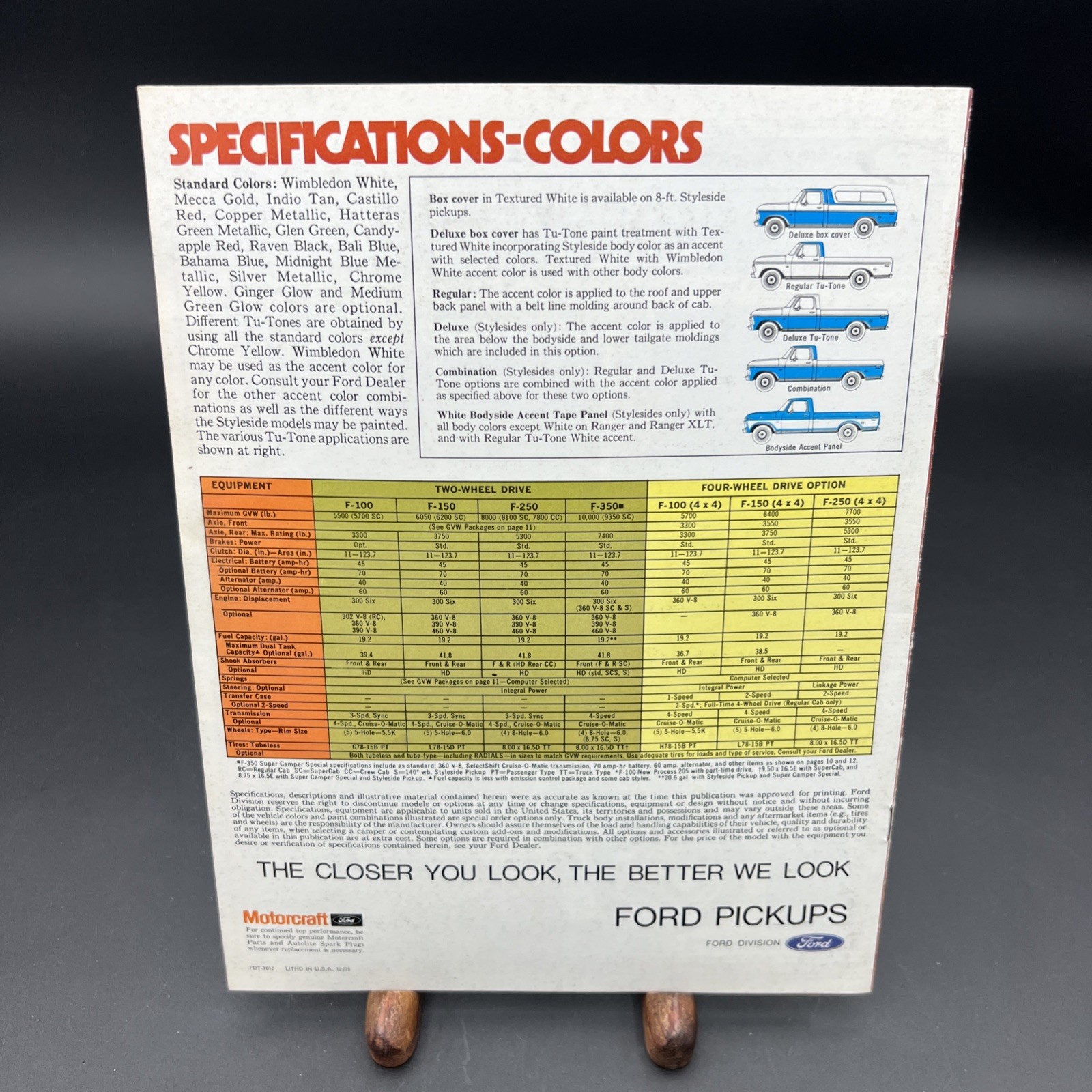 Vtg Orig 1976 Ford Pickups Dealer Sales Catalog Truck Brochure Specs Colors USA