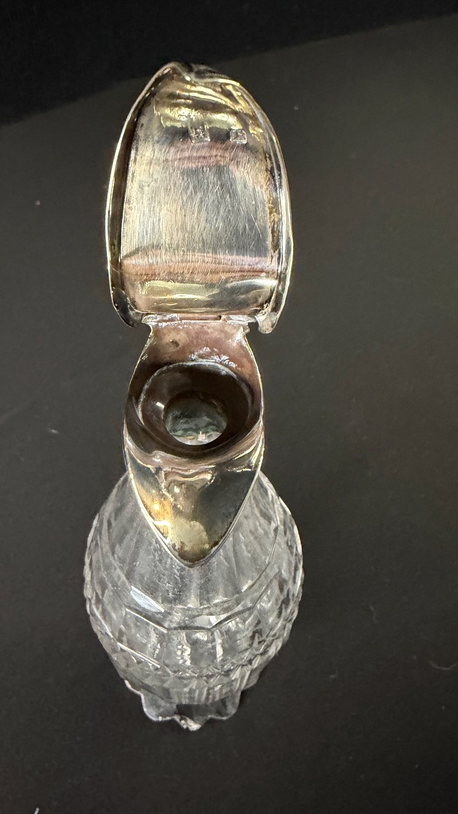 Antique English George III Sterling & Cut Glass Decanter 1800