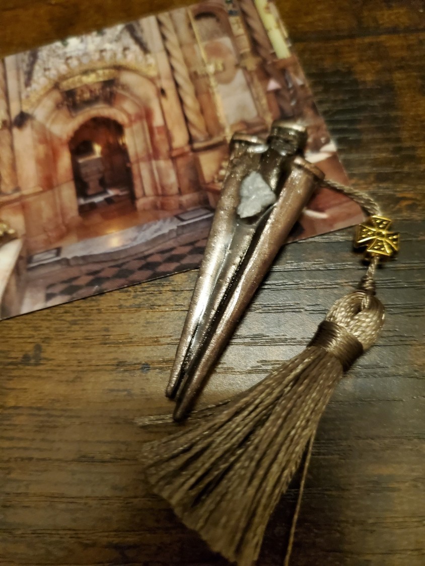 Tomb of Jesus Prayer Medallion with Stone From Tomb of Jesus Holy Sepulchre
