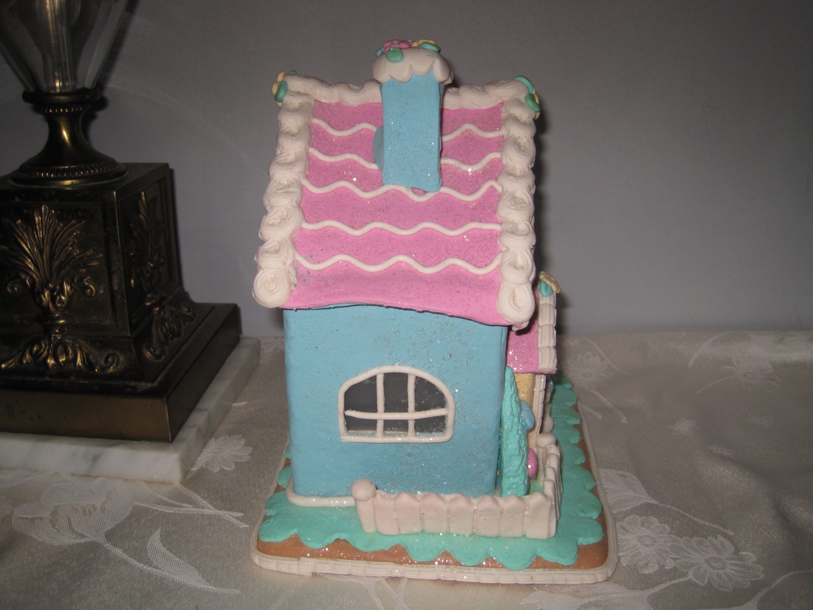 Cupcakes & Cashmere SUGARED Pastel Easter light up Gingerbread House Bunny