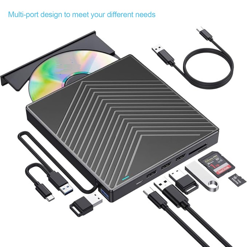External CD DVD Drive USB 3.0 Writer Burner Player for PC Laptop Windows 11 10