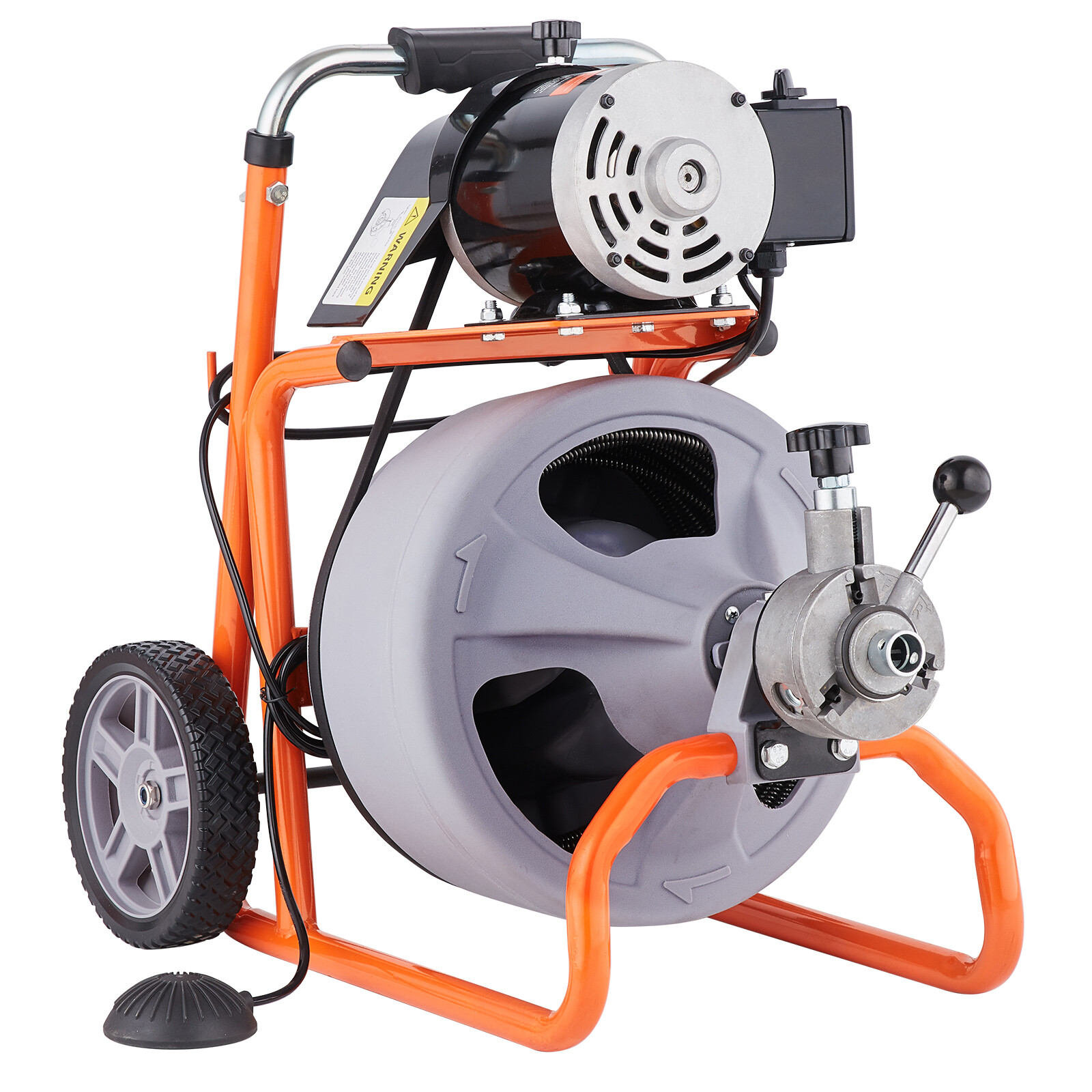 VEVOR Drain Cleaner Machine 75FT x 3/8 Inch Auto Feed with Wheels & 8 Cutters