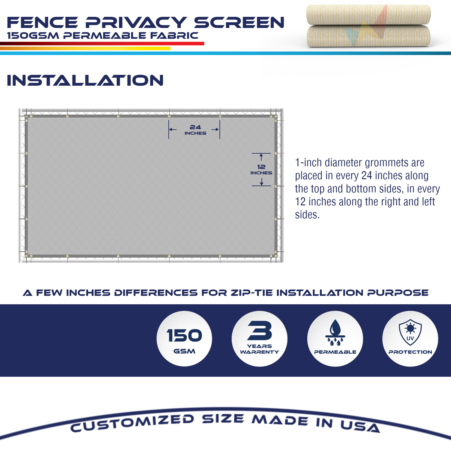 4' 5' 8' Privacy Fence Screen Windscreen Garden Yard Mesh Shade Cover w/ Ziptie