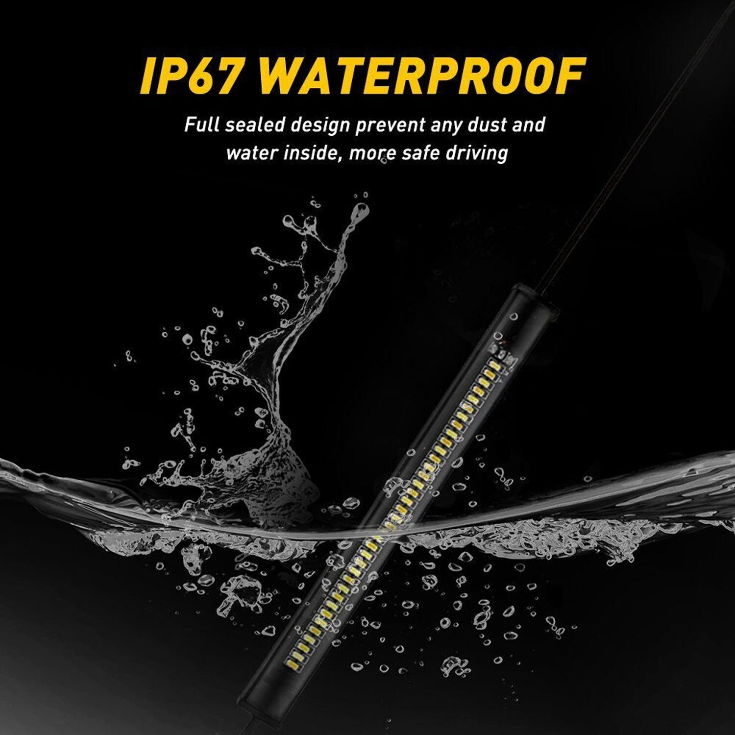 2 LED Motorcycle Turn Signals Light Blinker FORK Strip Flowing Amber Universal