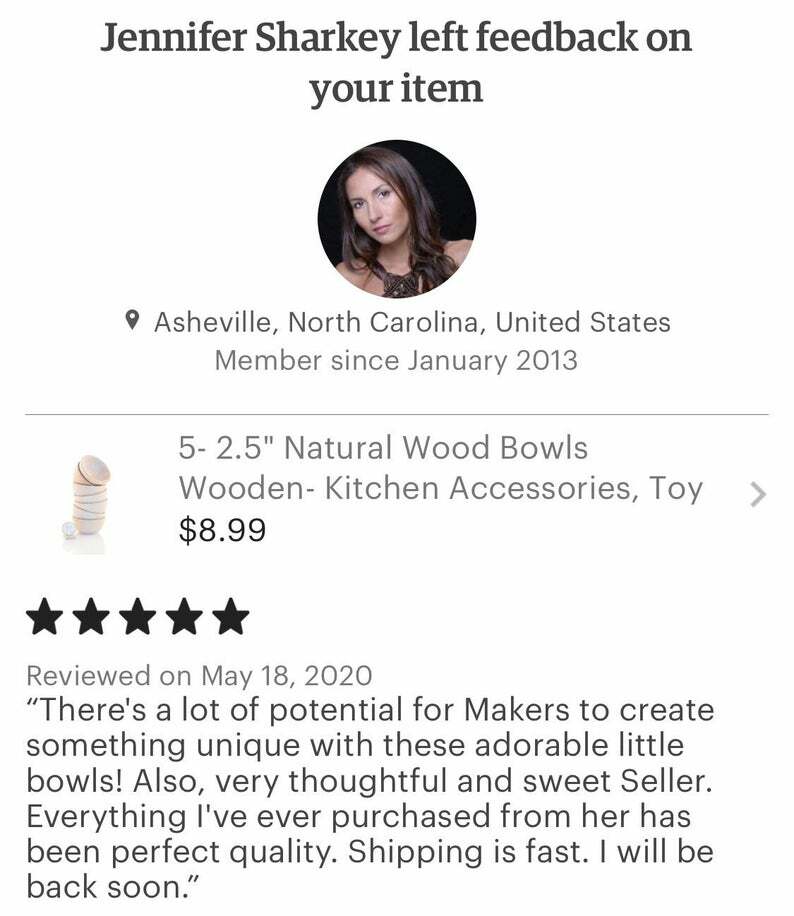 5- 2.5" Natural Wood Bowls Wooden- Kitchen Accessories Toy Kitchen Kids Wooden