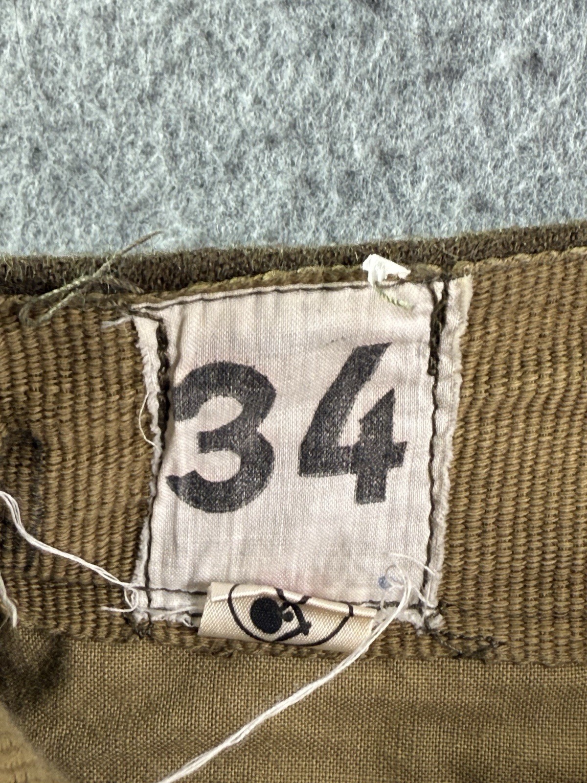 Original True Vintage 1950's Era French Army Green Wool Uniform Trousers 32x30