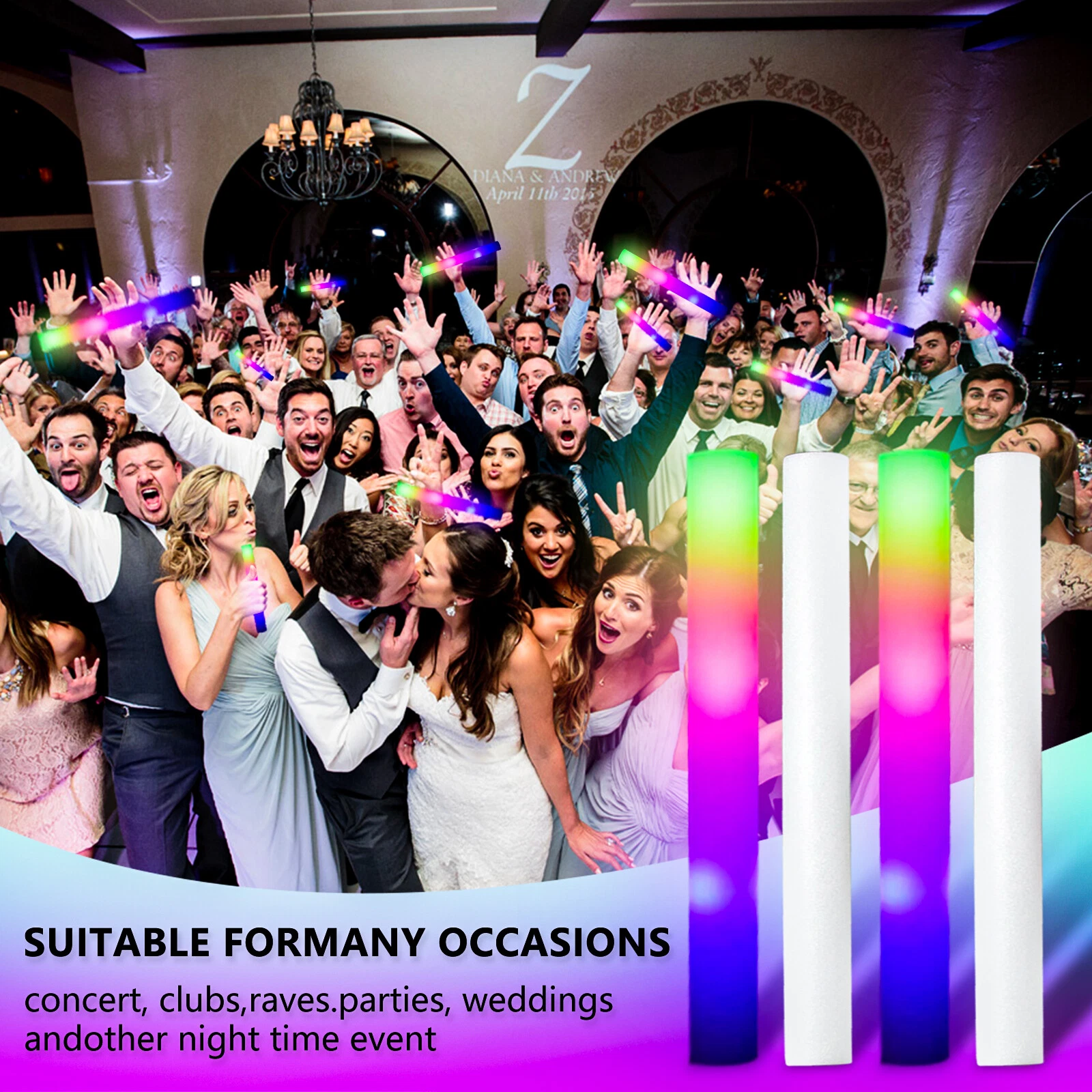 100-500 PCS Light Up Foam Sticks Wand Rally Batons DJ Flashing Glow Stick Party