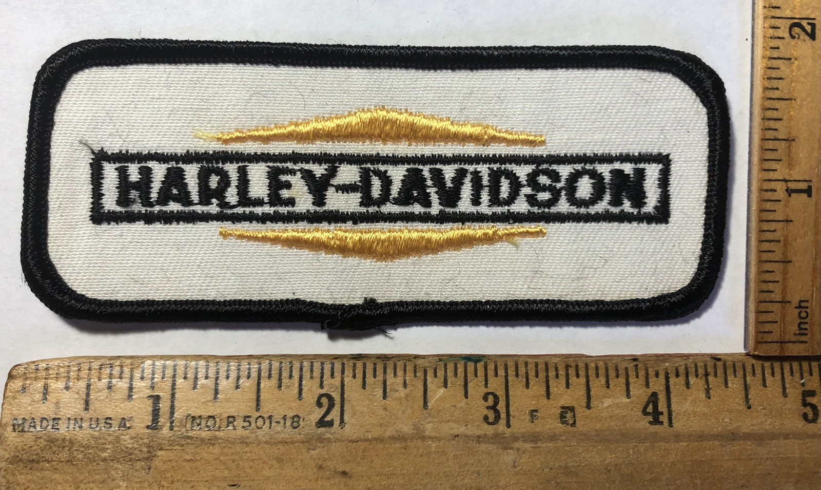 Vintage 1970s AMF Harley Davidson Motorcycle Logo Sew On Patch 4” x 2” Biker NOS