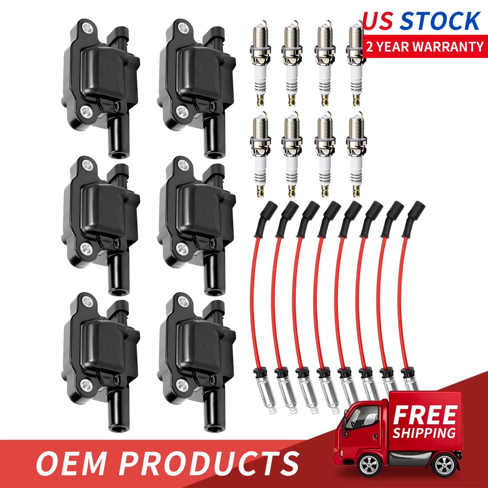 8Ignition Coil and Spark Plug+ Wire For GMC Chevy Silverado 1500 Tahoe 5.3L AFC