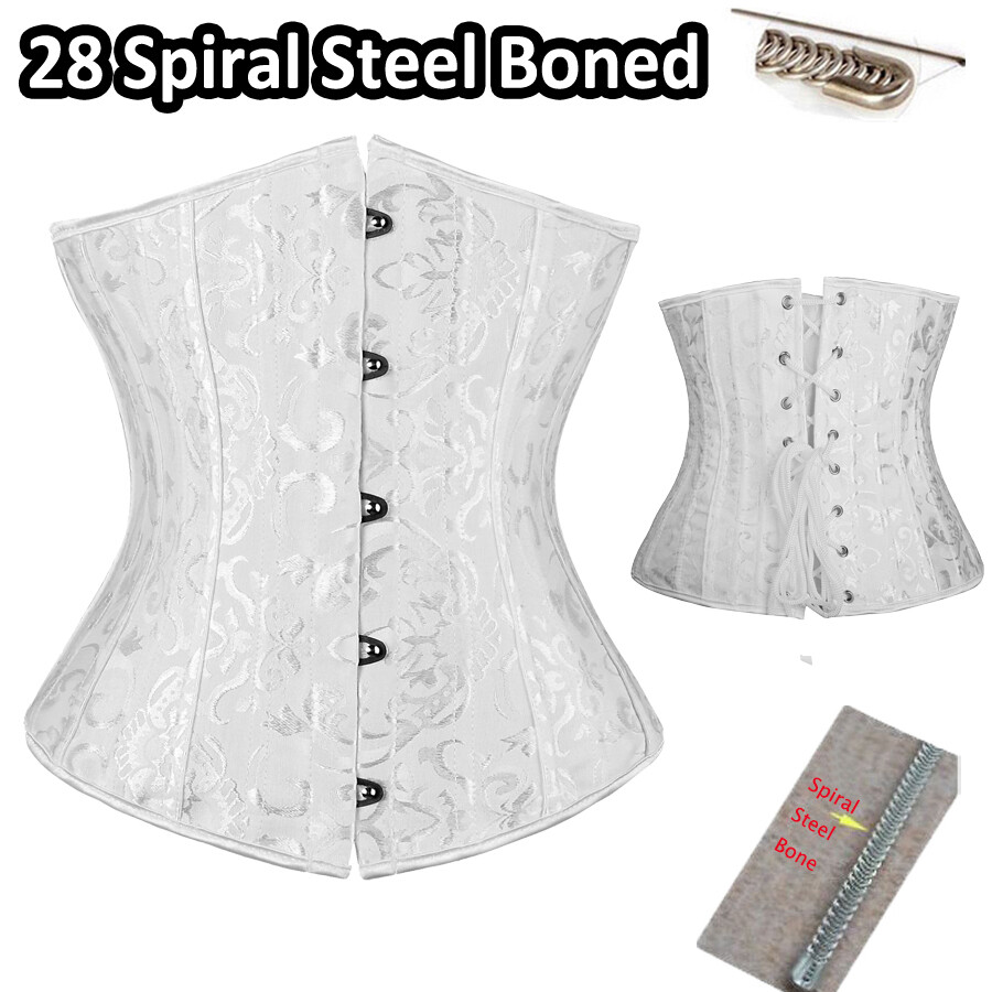 Black 28 steel bones boned Waist Training Underbust lace up corset Top Shaper