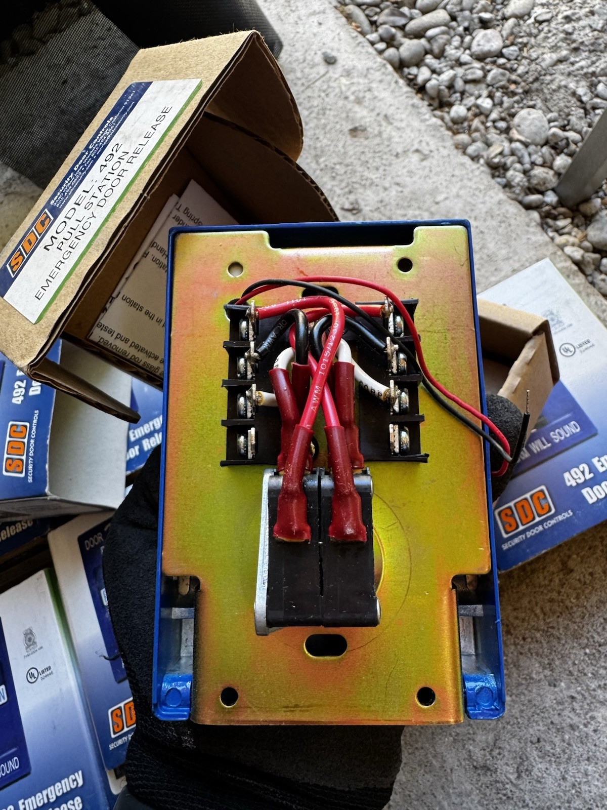 SDC Pull Station 492 Emergency Door Release Blue Pull Down Security Door Control