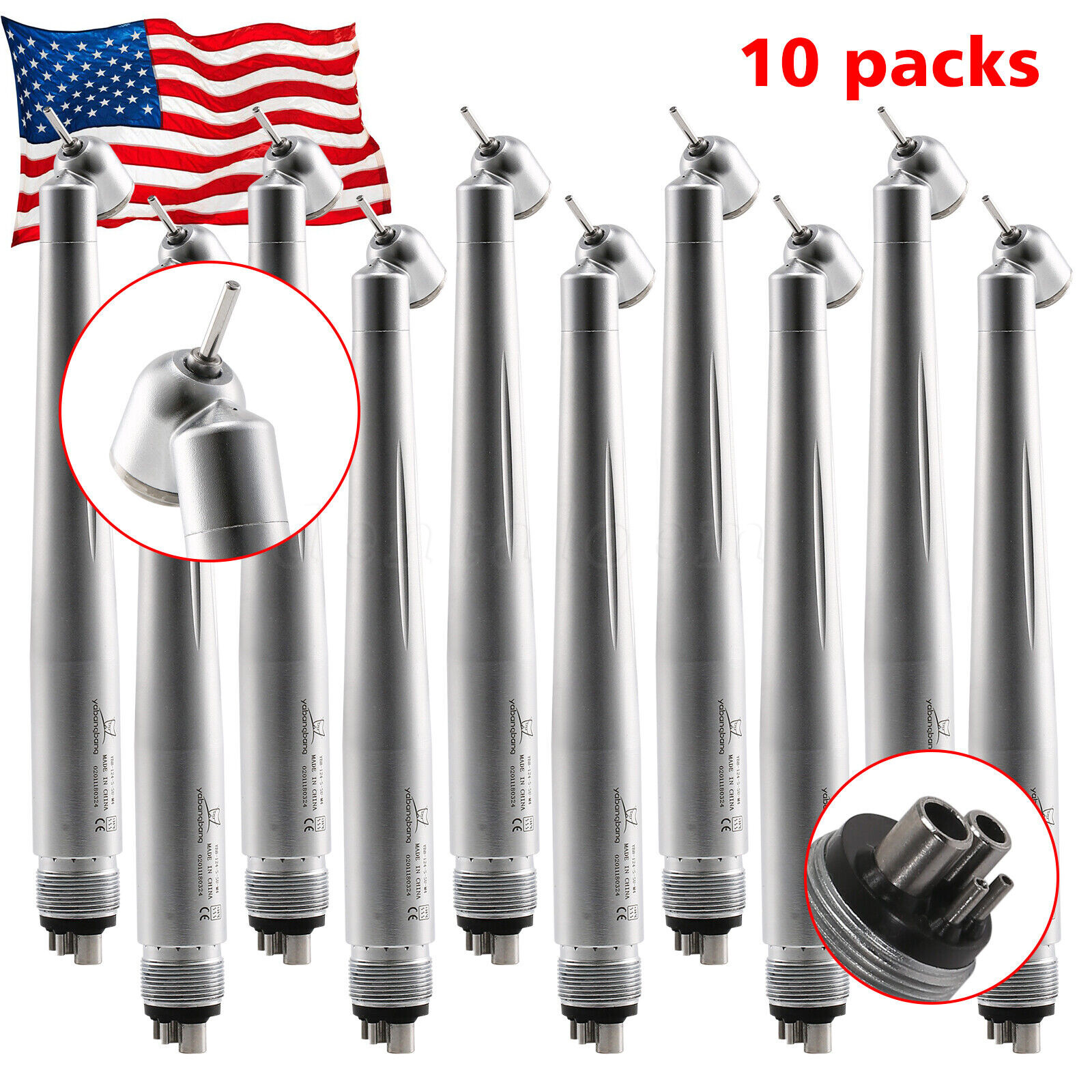 1-10 NSK Style Dental 45 Degree Surgical High Speed Handpiece Push Button 4Hole