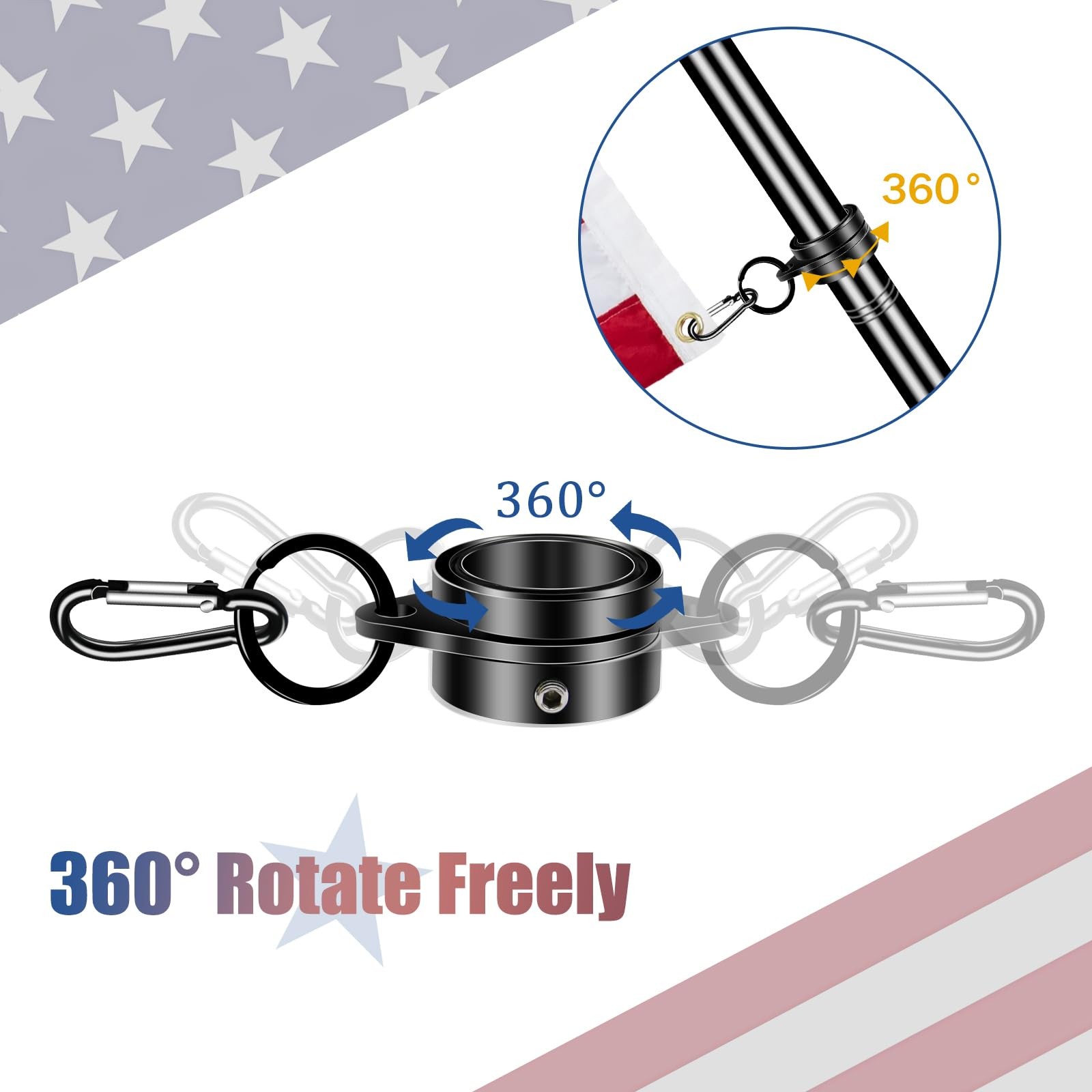 Flag Pole Rotating Rings for 3/4~1 Inch Diameter Flag Pole, Aluminum Alloy Flag