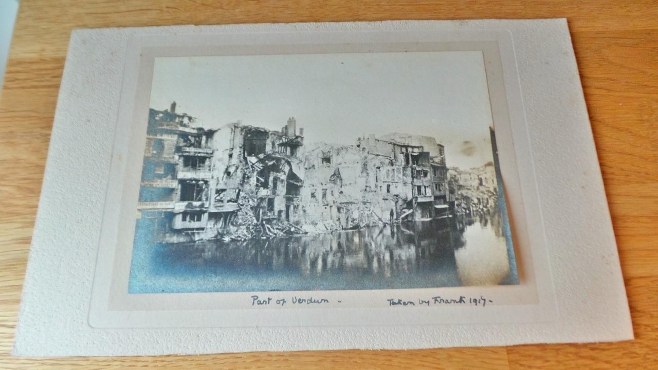 BE132: Gelatin Silver Print - War Damage city Verdun on banks of Meuse 1917