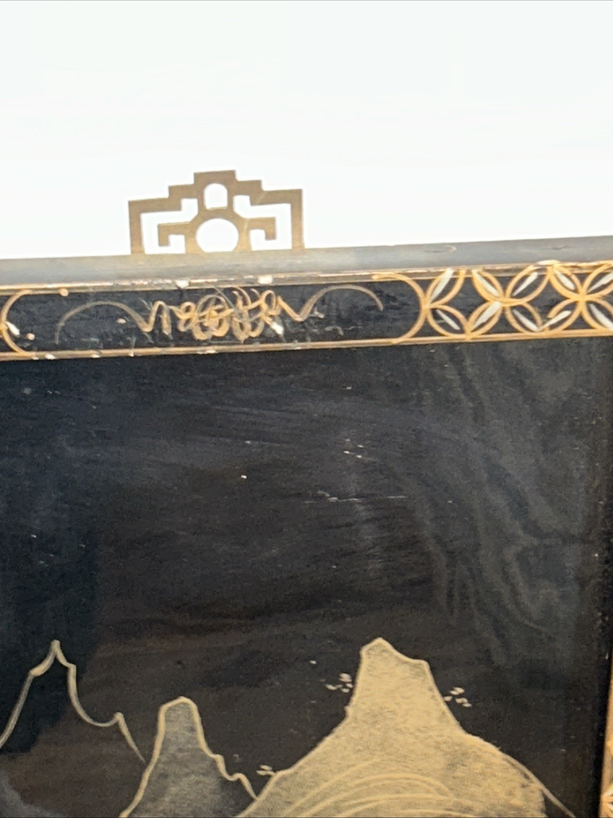 3 Vintage Laquered Asian With Mother of Pearl Panels 12”x 36”