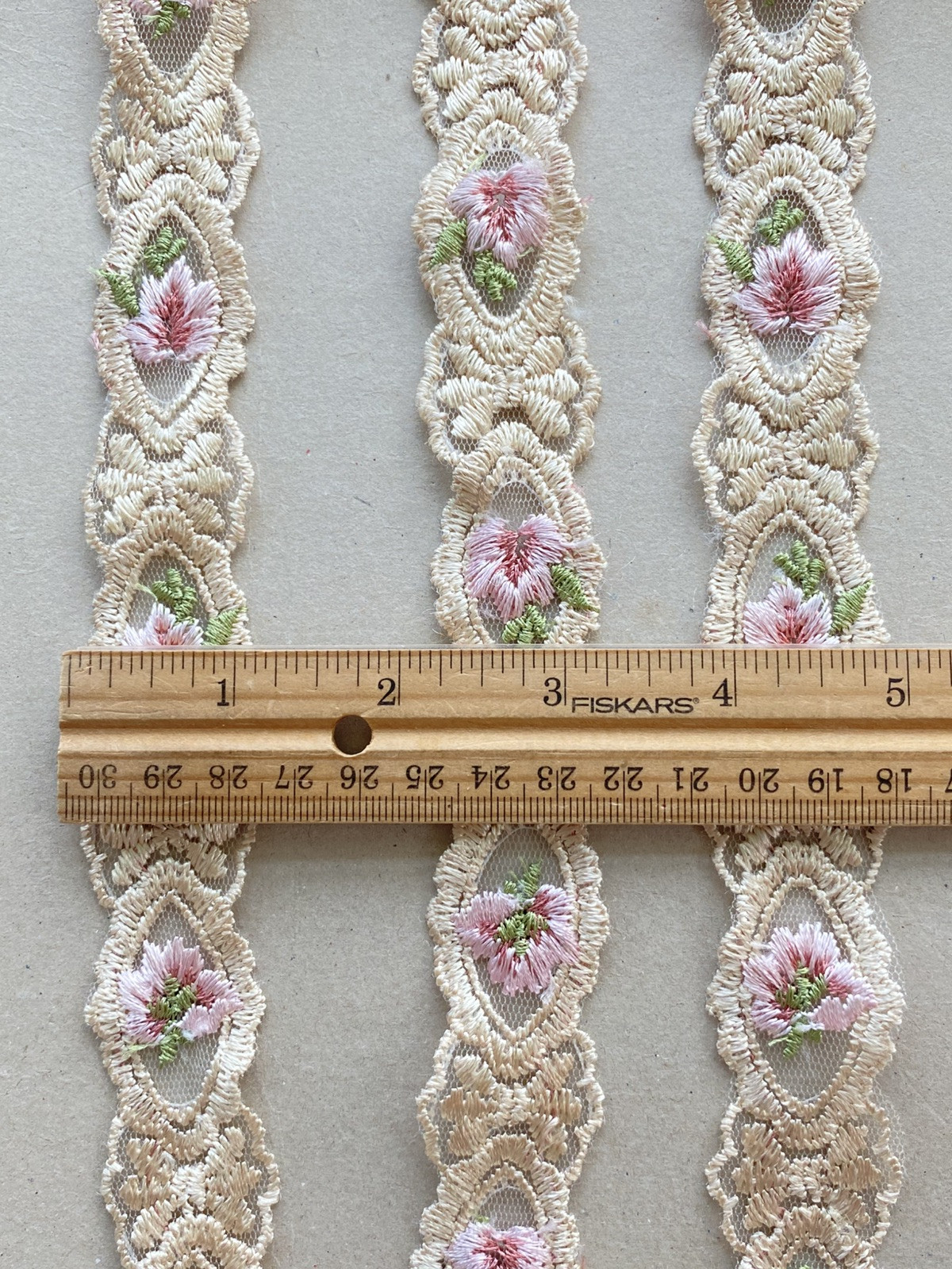2 Yards Multicolor Floral Embroidered Border Trim/Sewing/Crafts/Bridal/1" Wide