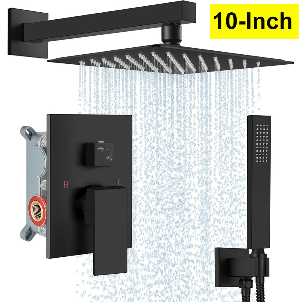 Shower Faucet Set w/Mixer Valve Kit Rainfall Shower Head Combo System Wall Mount