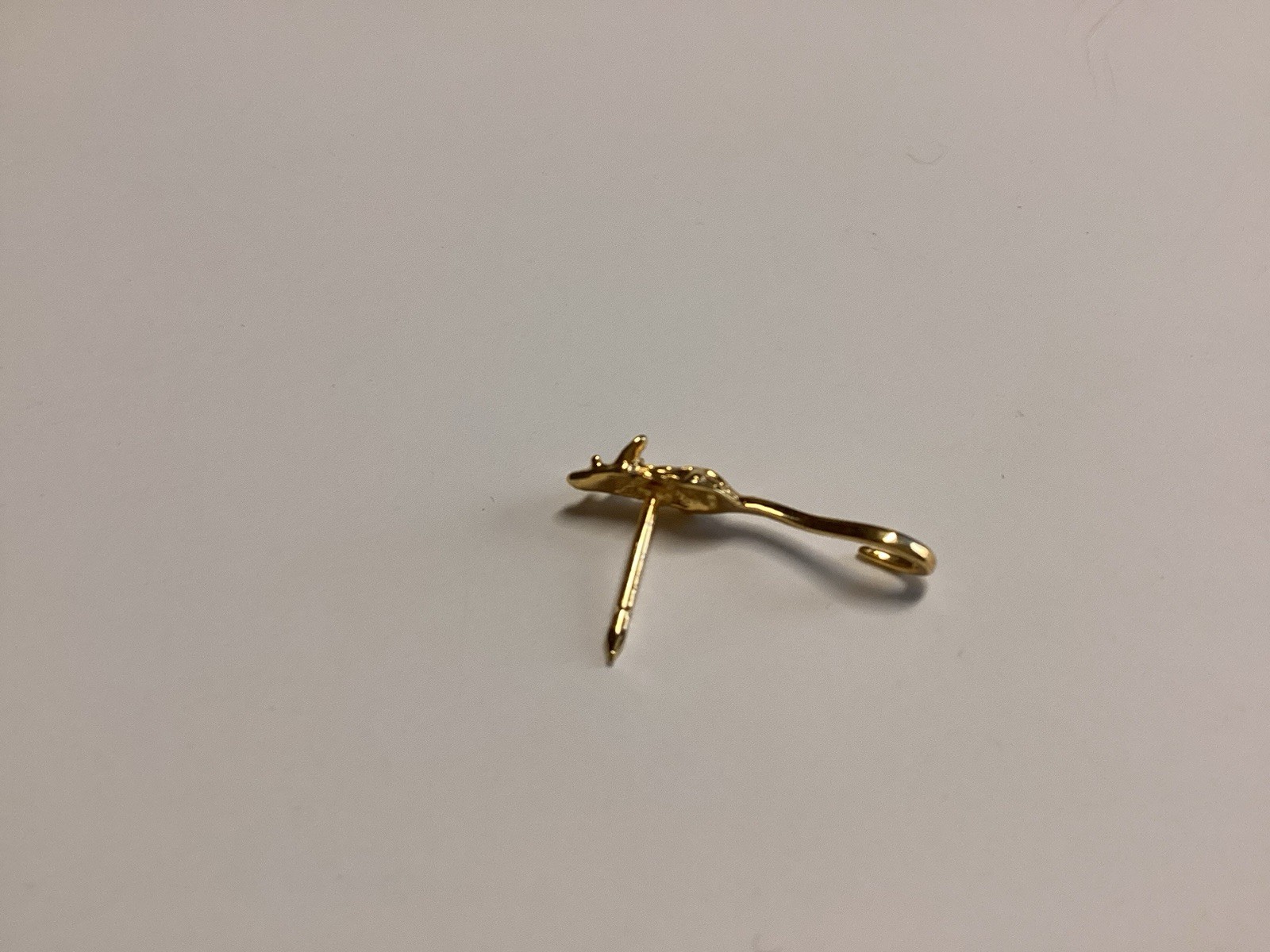 Tiny Bright Gold Tone Long Tail Mouse Pin Tie Tack 1” Vintage Free Shipping
