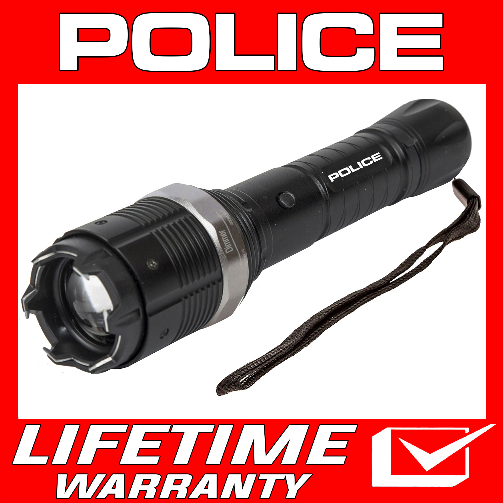 POLICE Stun Gun 8810 Max Volt Metal Self Defense Rechargeable LED Flashlight