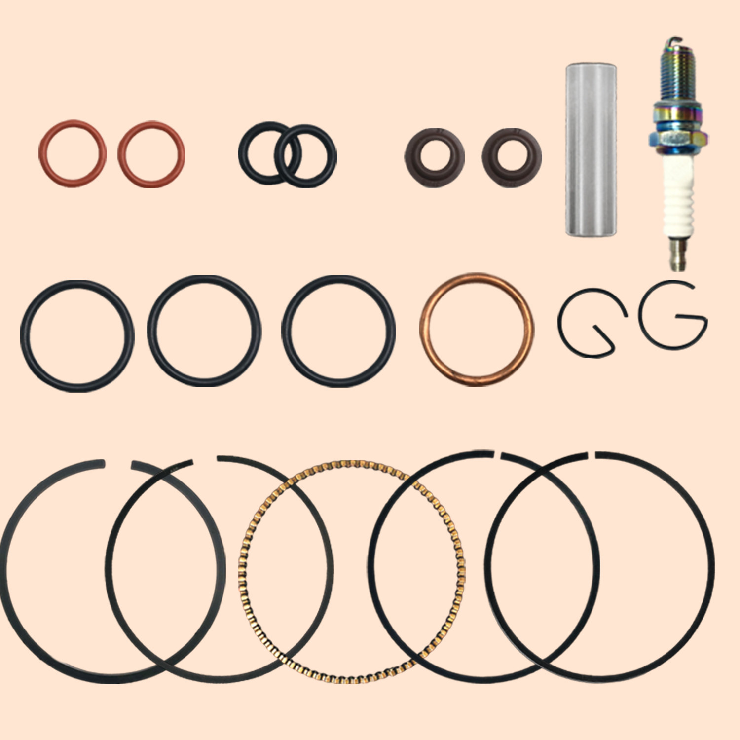 Cylinder Piston Gasket Top End Rebuild Kit for Honda Recon 250 TRX250 1997-2024