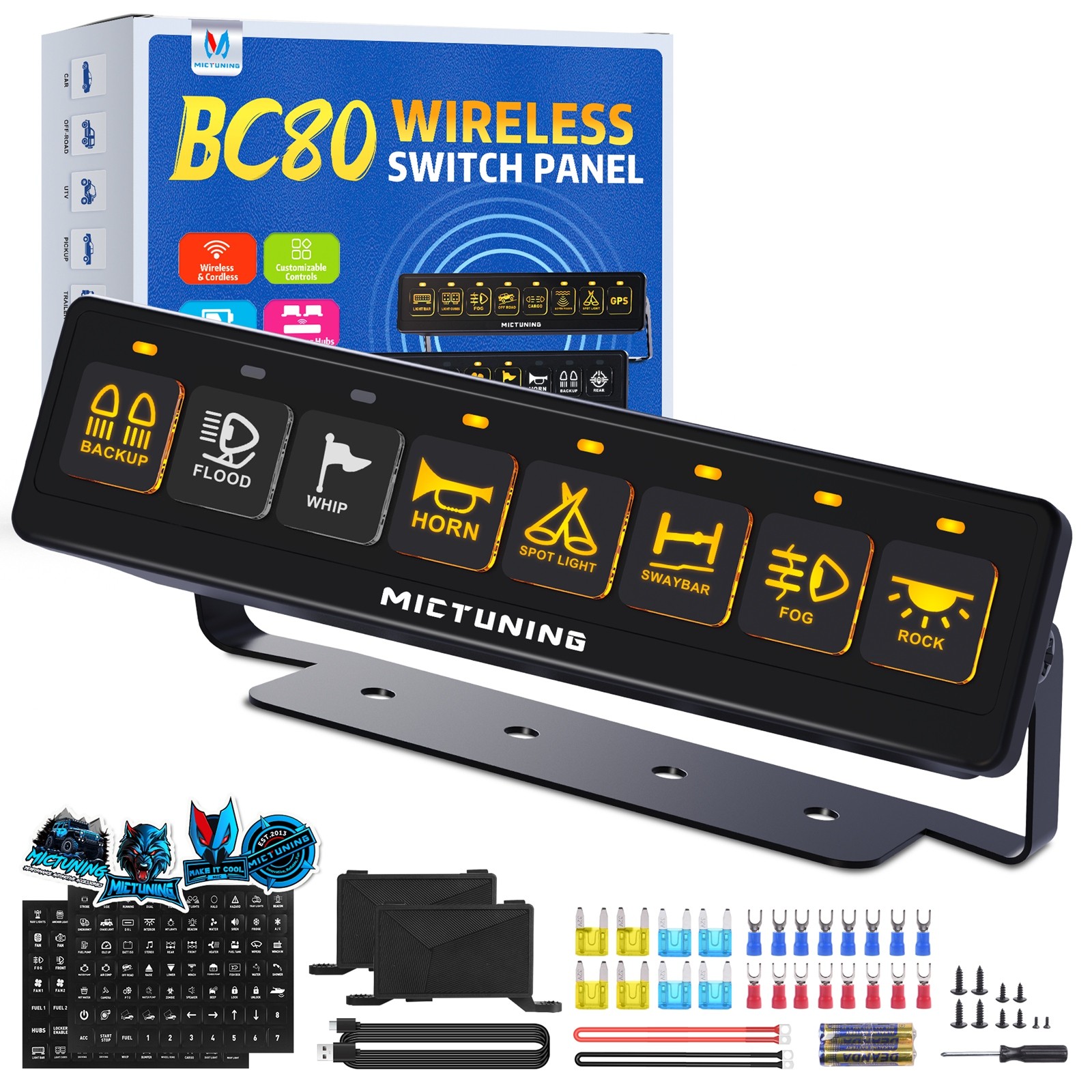 Wireless 8 Gang Switch Panel For LED Light Bar Power Circuit Remote Control Box