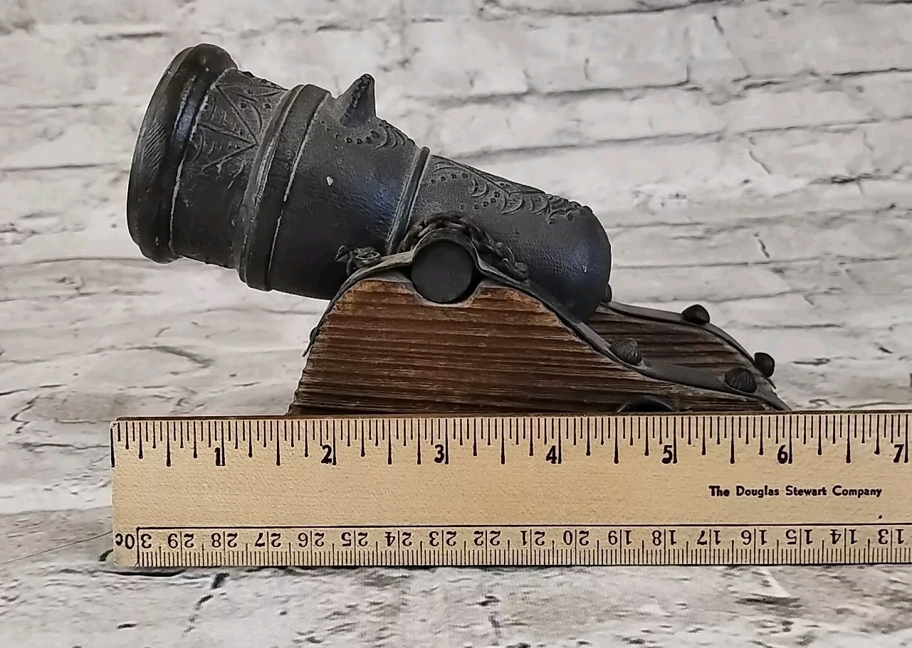 Vintage Wood / Cast Iron Miniature Display Cannon "Mortero Campara"